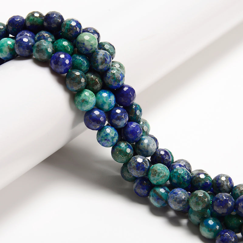 Chrysocolla Faceted Round Beads 6mm 8mm 10mm 15.5" Strand