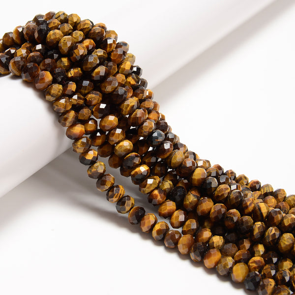 Natural Yellow Tiger's Eye Faceted Rondelle Beads 4x6mm 5x8mm 15.5" Strand