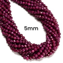 Natural Ruby Faceted Round Beads Size 5mm 6mm 15.5" Strand