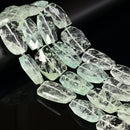 Cloudy Light Green Quartz Faceted Twist Freeform Slice Beads 30x40mm 15.5'' Strd