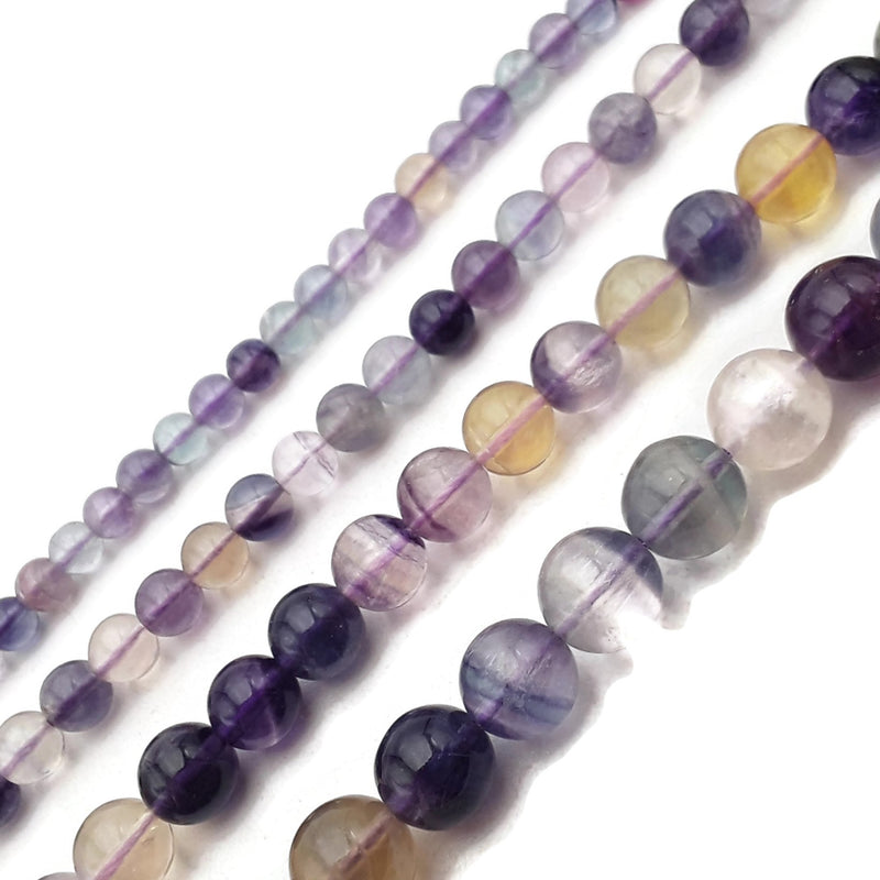 Natural Rainbow Fluorite Smooth Round Beads 5mm 6mm 7mm 8mm 10mm 15.5" Strand