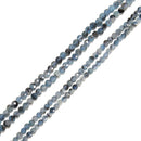 Natural Dark Blue Aquamarine Faceted Round Beads Size 2.5mm 3mm 15.5" Strand