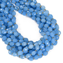 Aquamarine Color Dyed Jade Faceted Rice Beads Size 8x10mm 15.5'' Strand