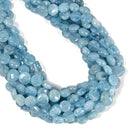 Natural Aquamarine Smooth Coin Beads Size 8mm 10mm 15.5" Strand