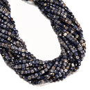 Natural Sapphire Faceted Cube Beads Size 4mm 15.5" Strand