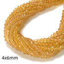 Natural High Grade Citrine Faceted Rondelle Beads Size 4x6mm 5x8mm 15.5'' Strand