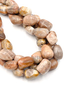 Natural Peach Moonstone Smooth Nugget Chunks Approx.15-18x25-28mm 15.5" Strand