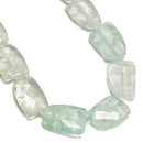 Cloudy Light Green Quartz Faceted Twist Freeform Slice Beads 30x40mm 15.5'' Strd