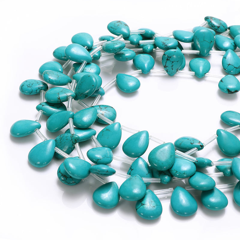 Blue Green Turquoise Top Drilled Teardrop Beads Size 12x16mm 15.5'' Strand