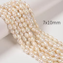 Natural White Fresh Water Pearl Baroque Shape Beads Size 6x9mm 7x10mm 15" Strand
