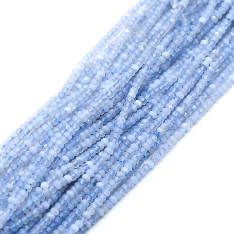 Natural Blue Lace Agate Faceted Rondelle 2x3mm 15.5" Strand