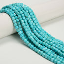Blue Turquoise Faceted Cube Beads Size 5-6mm 15.5'' Strand