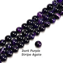 01 Mixed Colors Stripe Agate Smooth Round Beads Size 20mm 15.5" Strand
