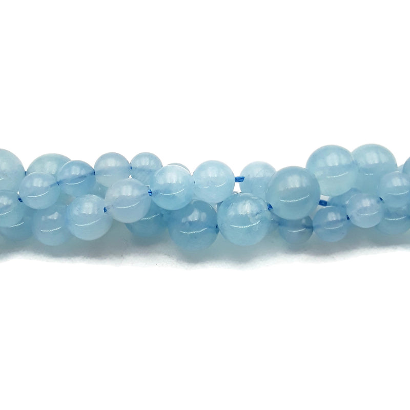 Natural Translucent Blue Aquamarine Smooth Round Beads 6mm 9mm 10mm 15.5" Strand