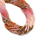 13 Multi-color Gemstone Smooth Rondelle Beads Size 2x4mm 15.5" Strand