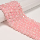 Natural Rose Quartz Center Drill Full Oval Shape Beads Size 9x11mm 15" Strand