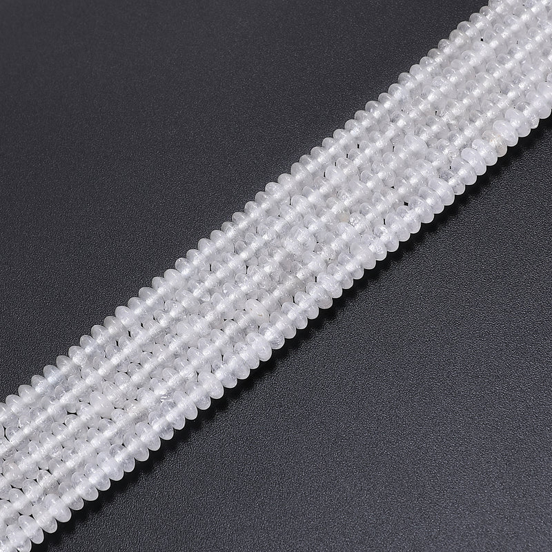 White Jade Smooth Rondelle Beads Size 2x4.5mm 15.5'' Strand