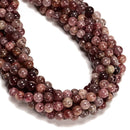 Natural Strawberry Quartz Smooth Round Beads Size 8mm 15.5" Strand