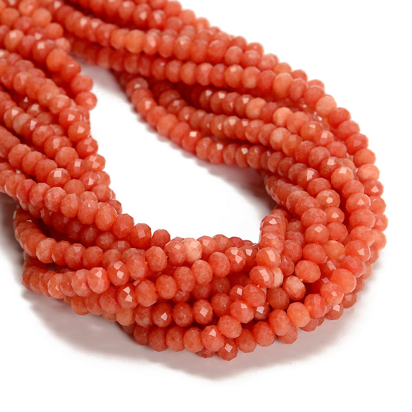 Sunstone Color Dyed Jade Faceted Rondelle Beads Size 4x6mm 15.5'' Strand