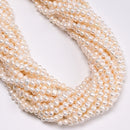 Natural White Fresh Water Pearl Ringed Potato Beads Size 4-5x5-6mm 16'' Strand