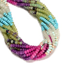 13 Gradient Multi-color Gemstone Smooth Rondelle Beads Size 4x6mm 15.5" Strand