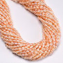 Grade A Natural Peach Fresh Water Pearl Rice Shape Beads 3.5-4x5-6mm 13.5'' Strd