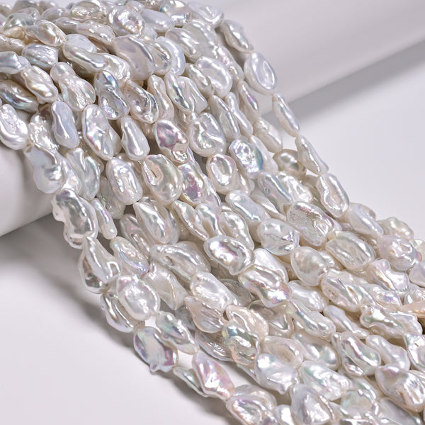 Natural White Fresh Water Pearl Irregular Chunk Beads Size 9-10x13-15mm 15" Strd