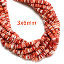 Natural Red Spiny Oyster Smooth Rondelle Beads Size 2x5mm 3x6mm 16" Strand