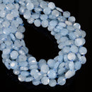 Aquamarine Color Dyed Jade Hexagram Cutting Faceted Coin Beads 10mm 15.5''Strand