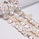 White Fresh Water Pearl Keshi Corn Flake Petals Beads 18mm 20mm 26mm 16" Strand