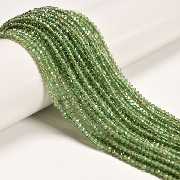 Natural Green Apatite Faceted Rondelle Beads 2x3mm 15.5" Strand