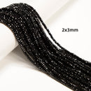 Natural Black Spinel Faceted Rondelle Beads 1x2mm 2x3mm 3x4mm 4x6mm 15.5" Strand
