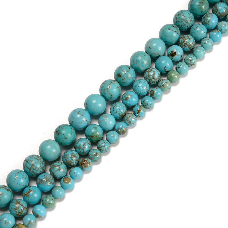 Multi Blue Magnesite Turquoise Smooth Round Beads Size 6mm 8mm 10mm 15.5''Strand