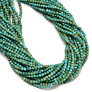 01 Natural Genuine Turquoise Smooth Round Beads Size 3mm 4mm 16" Strand