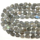 Natural Labradorite Irregular Flat Nugget Chunk Size 9x12mm 15.5" Strand