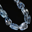 Cloudy Light Blue Quartz Faceted Twist Freeform Slice Beads 30x40mm 15.5'' Strd