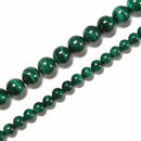 Natural Malachite Smooth Round Beads 6mm 7mm 8mm 10mm 12mm 14mm 15.5" Strand