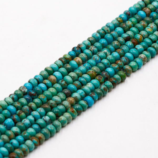 Natural Blue Turquoise Smooth Rondelle Beads Size 3x5mm 15.5'' Strand