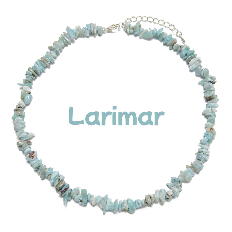 Natural Larimar Diopside Kunzite Chips 6-8mm Beaded Necklace 16''-17.5" Length