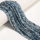 Grade A Natural Dark Blue Aquamarine Faceted Round Beads 3.5mm 4mm 15.5" Strand