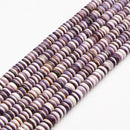 Natural Purple Wampum Quahog Shell Rondelle Discs Beads Size 3x8mm 15.5" Strand