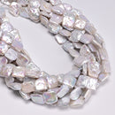 Natural White Fresh Water Pearl Square Shape Beads Size 13-14mm 15.5'' Strand