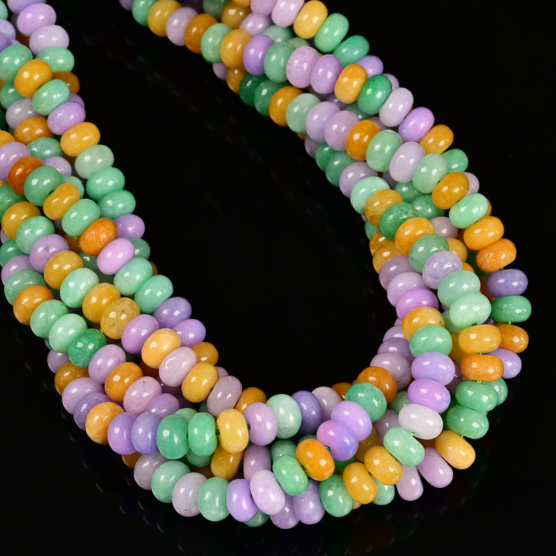 Colorful Dyed Jade Smooth Rondelle Beads Size 5x8mm 15.5'' Strand