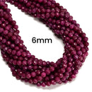 Natural Ruby Faceted Round Beads Size 5mm 6mm 15.5" Strand