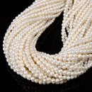 AAA High Quality White Fresh Water Akoya Pearl Off Round Beads 3-4mm 15'' Strand