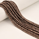 Coffee Color Plated Hematite Hard Cut Faceted Round Beads 2mm 3mm 4mm 15.5" Strd