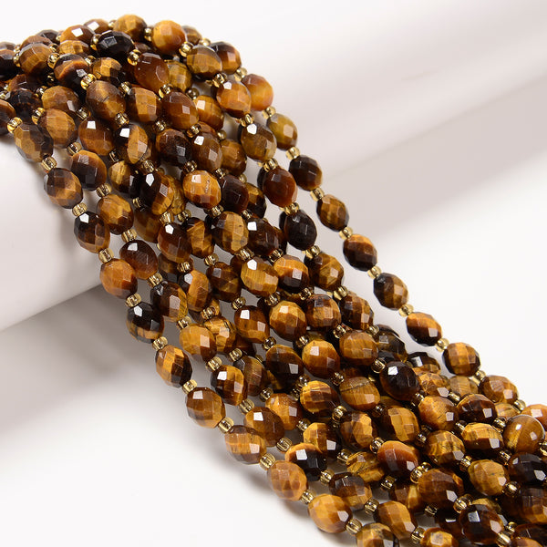 Natural Yellow Tiger Eye Faceted Rice Shape Beads Size 6x8mm 15.5'' Strand