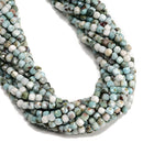 Natural Multi-color Larimar Faceted Cube Shape Beads Size 4mm 15.5'' Strand