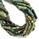 African Turquoise Faceted Rectangle Irregular Tube Beads 6-7x18-30mm 15.5" Strd