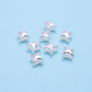 925 Sterling Silver Hollow Four-pointed Star Beads Size 5mm 6 Pieces Per Bag